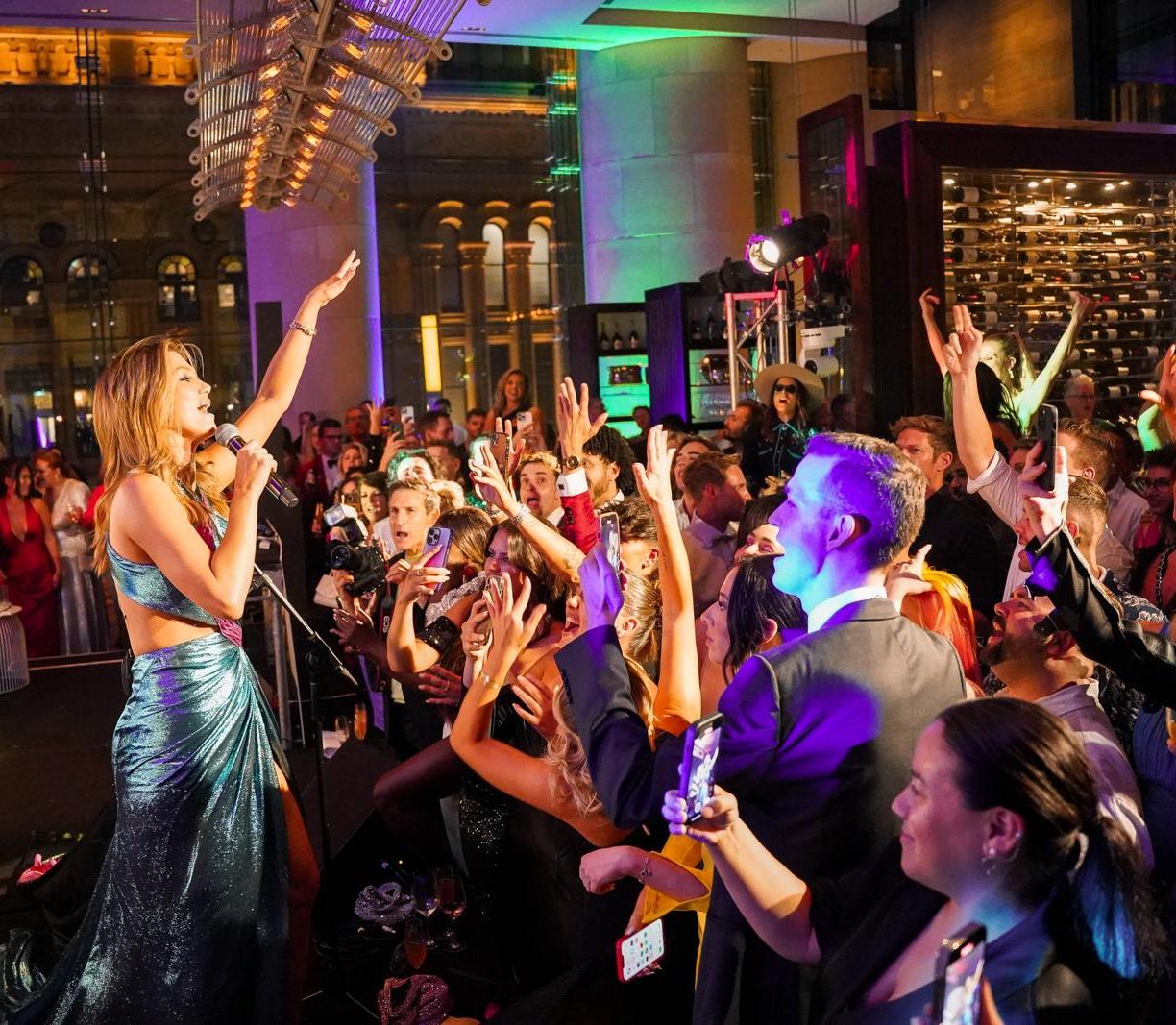 Delta Goodrem performs at Hilton and Minus18’s Rainbow Formal launch, where a star-studded crowd came together to support LGBTQIA+ young people’s right to inclusive spaces across Australia