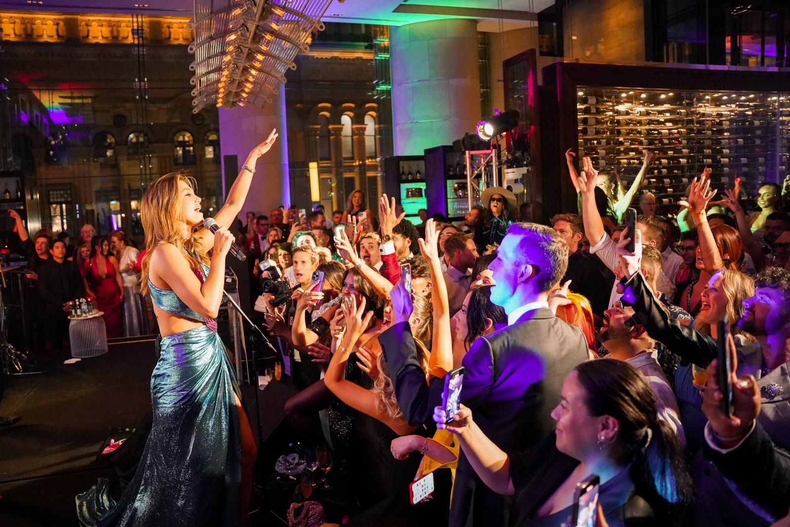 Delta Goodrem performs at Hilton and Minus18’s Rainbow Formal launch, where a star-studded crowd came together to support LGBTQIA+ young people’s right to inclusive spaces across Australia