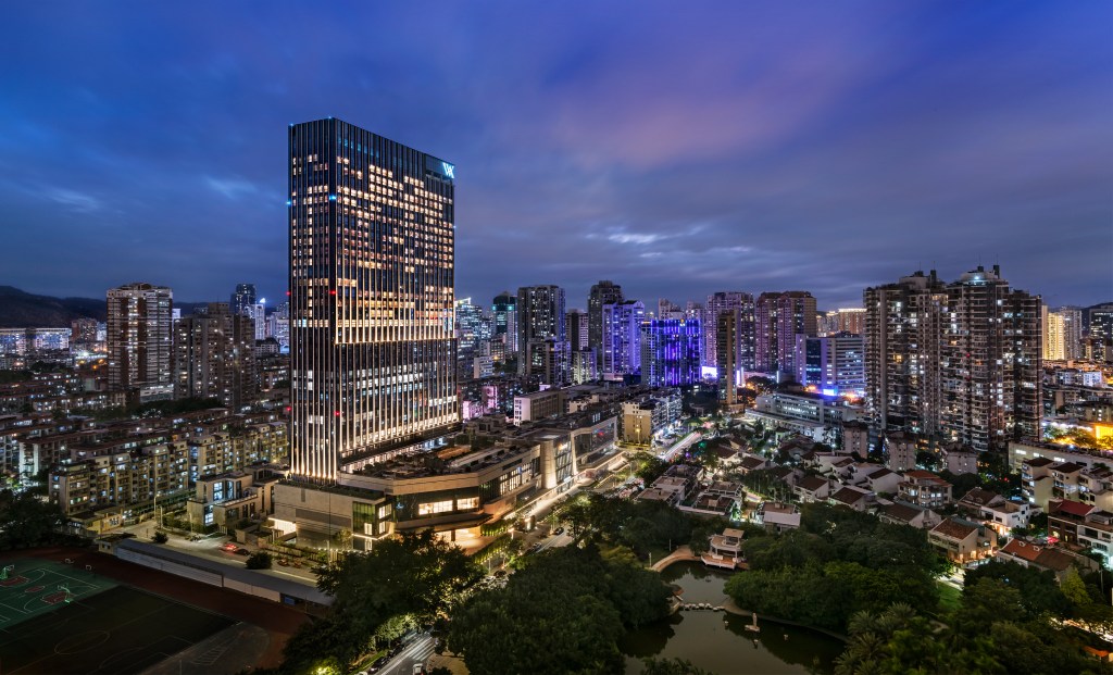 Waldorf Astoria Xiamen - Exterior aerial photo at night