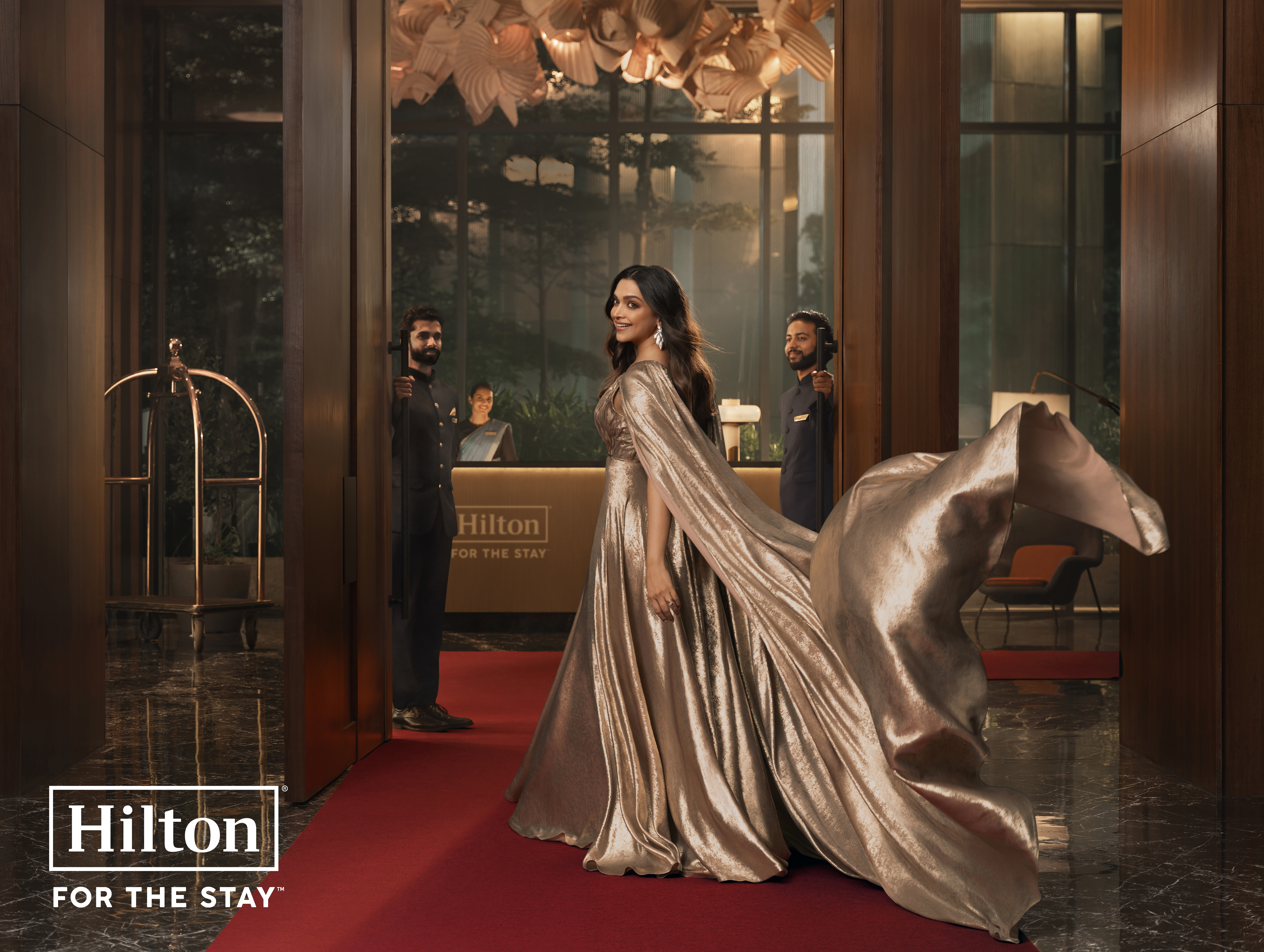 Indian actress Deepika Padukone pictured in a promotional graphic for Hilton hotels