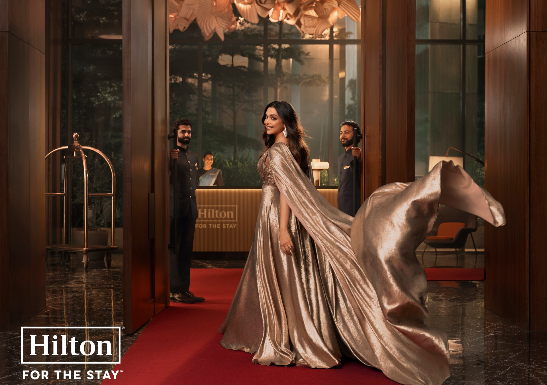 Indian actress Deepika Padukone pictured in a promotional graphic for Hilton hotels