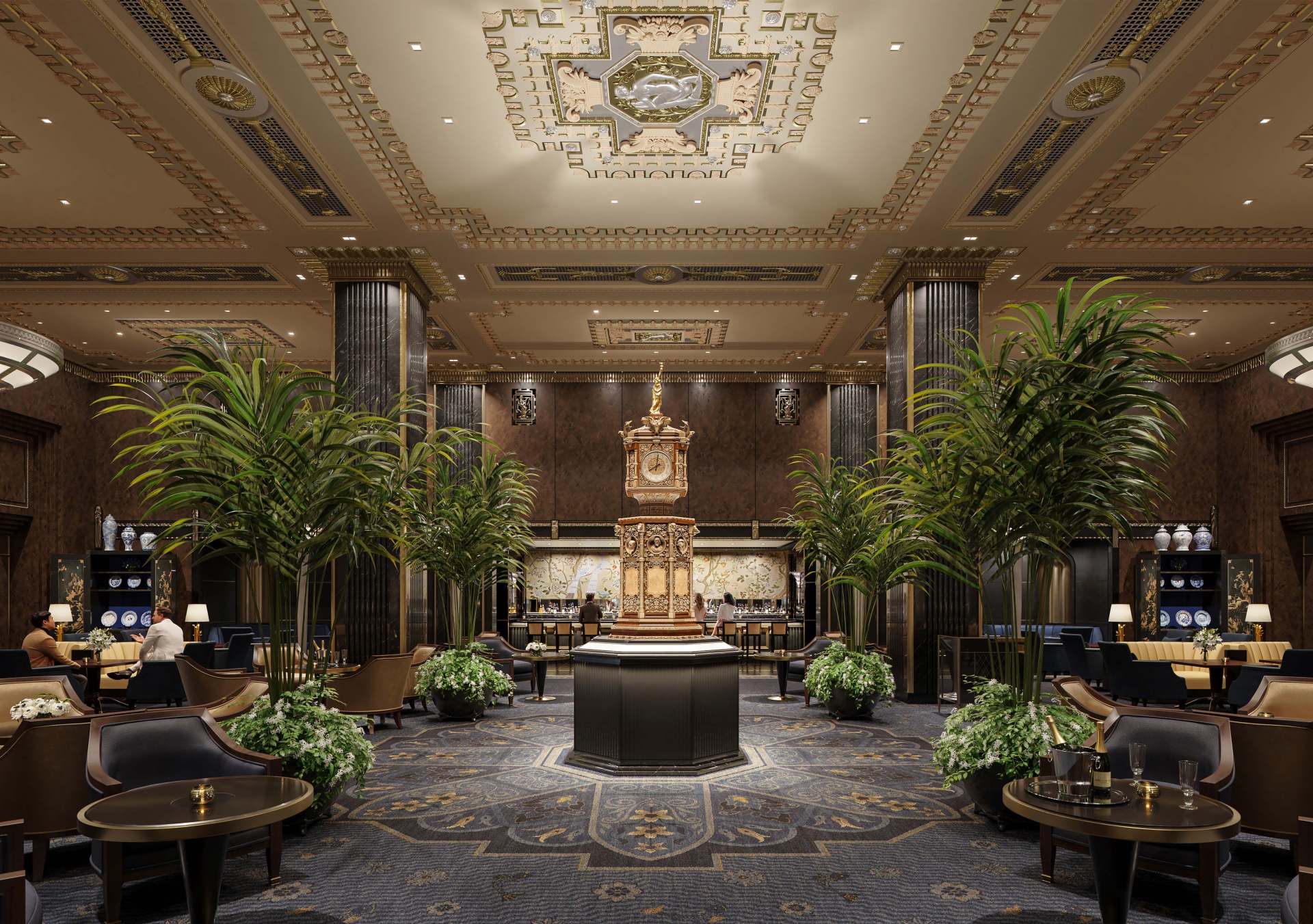 Waldorf Astoria New York - Lobby with Clock - Credit Noë & Associates Courtesy The Boundary