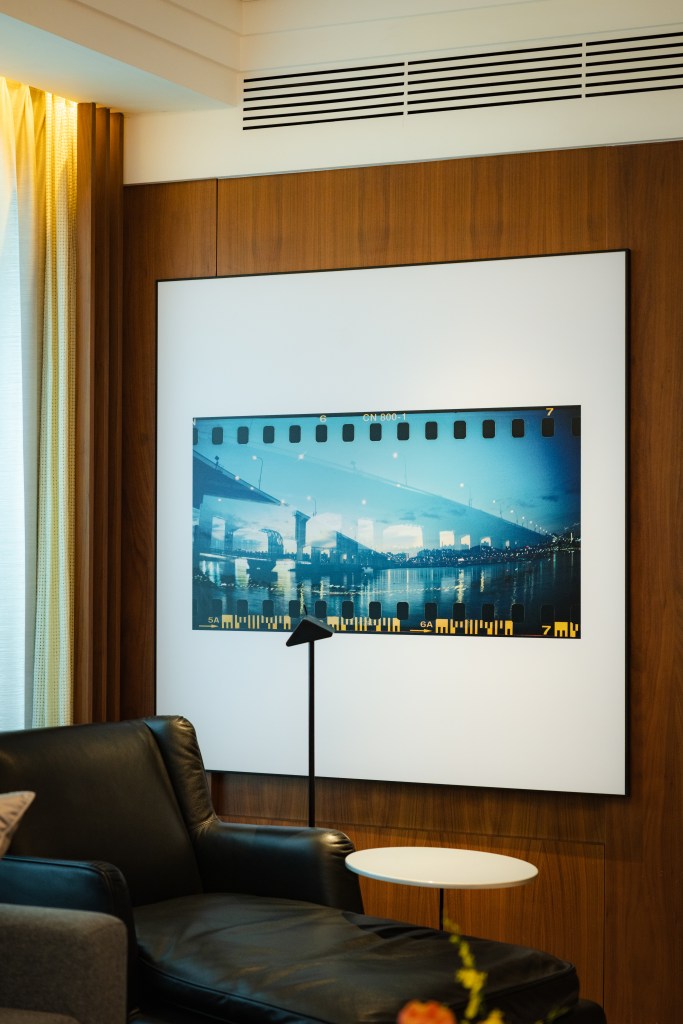 A print of a strip of film on the wall