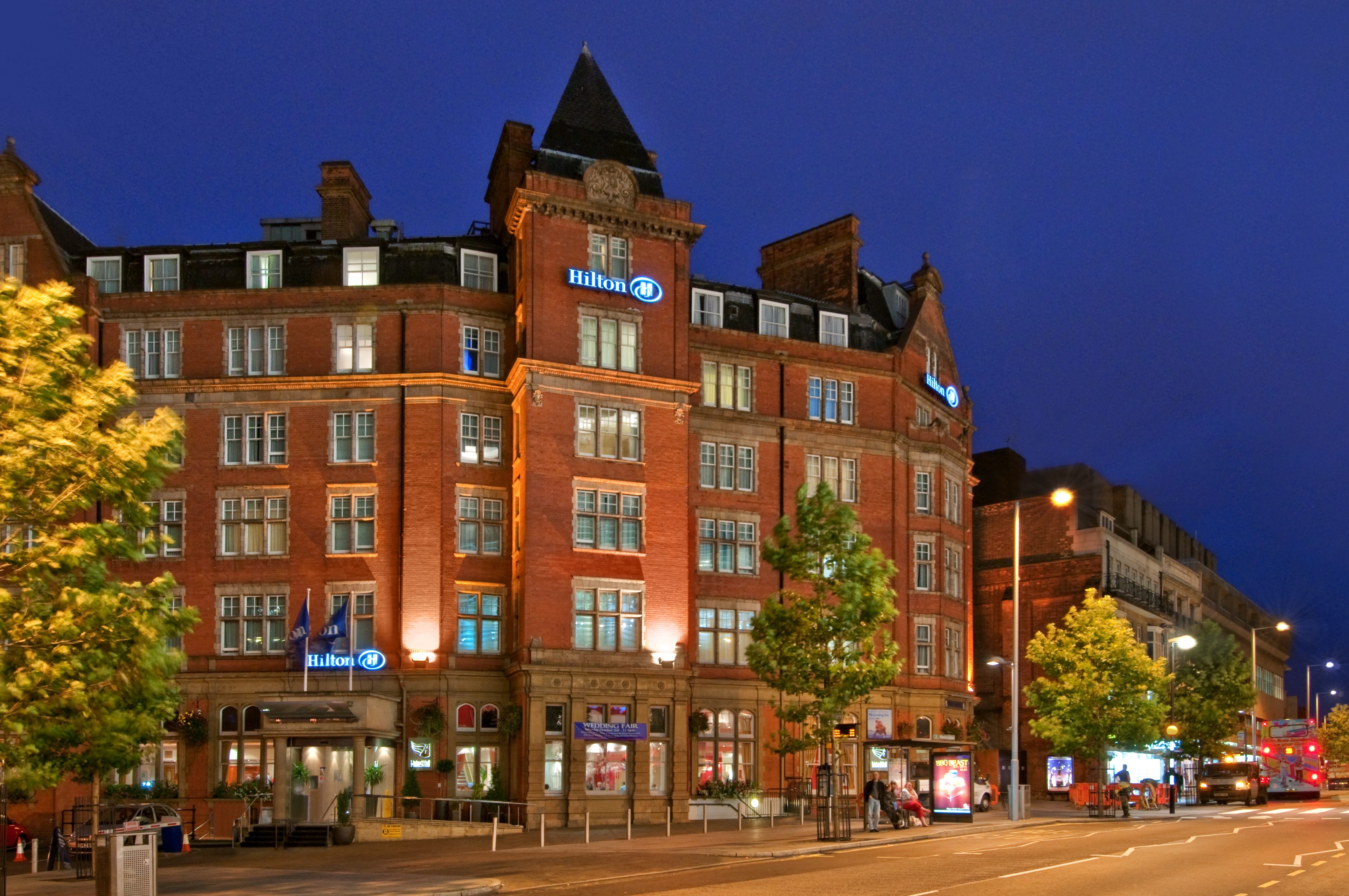Hilton Nottingham exterior at night