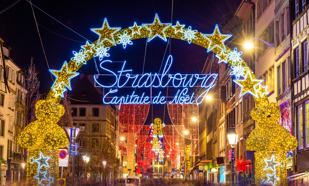 Strasbourg at Christmas time, nighttime