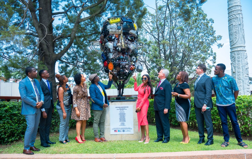 ‘The Face’ installation by Nigerian artist Nduwhite Ndubuisi Ahanonu at Transcorp Hilton Abuja