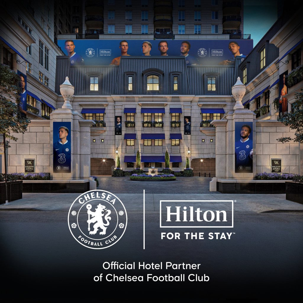 Chelsea Football Club, Hilton For the Stay logos - Official Hotel Partner of Chelsea Football Club