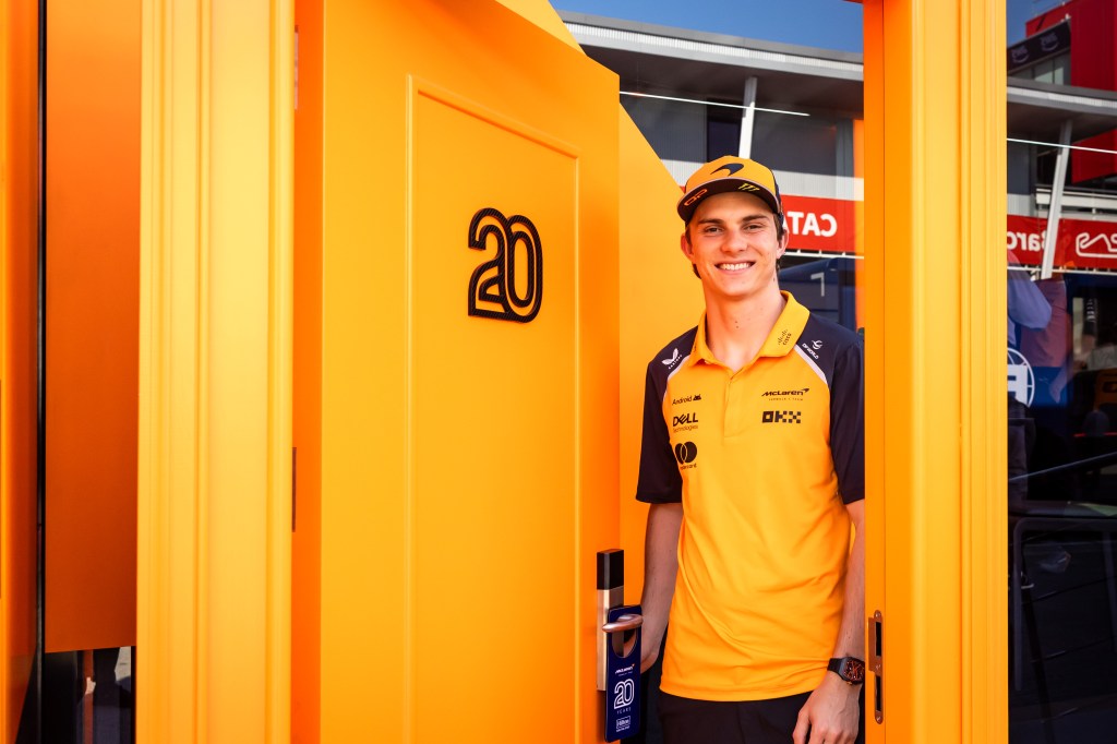 Oscar Piastri opens Hilton McLaren Door at Formula 1 World Championship Spanish Grand Prix