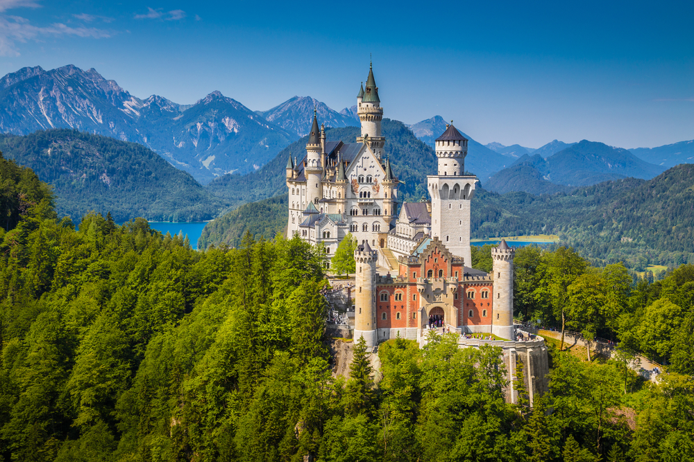 Beautiful View Of World-famous Neuschwanstein Castle The Nineteenth-century Romanesque Revival
