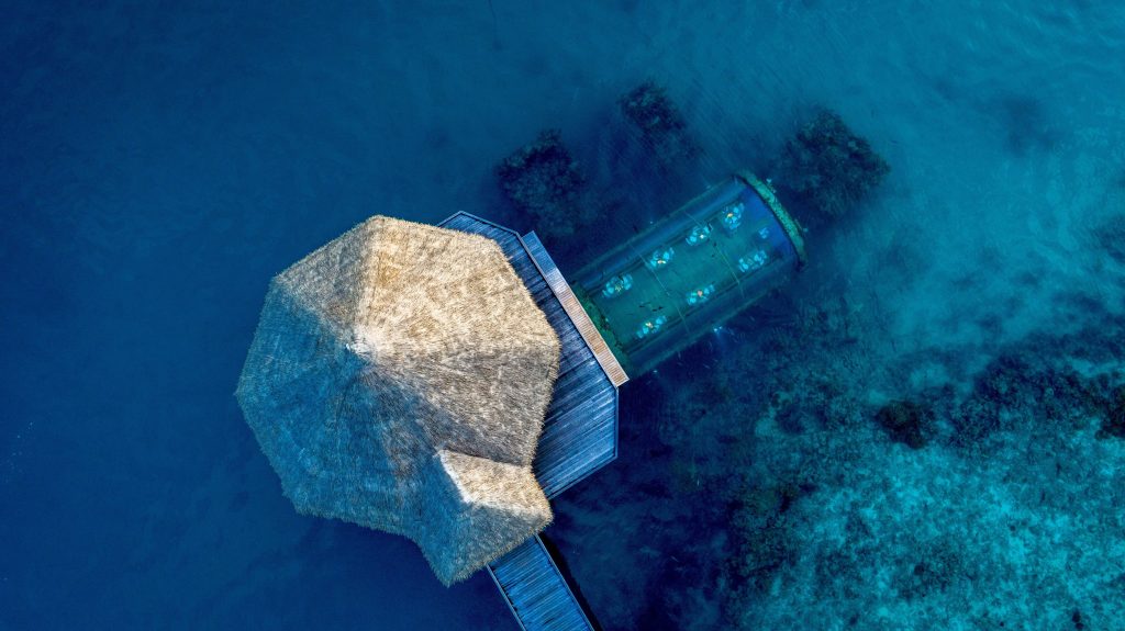 Conrad Maldives Rangali Island - Ithaa Underwater Restaurant from above