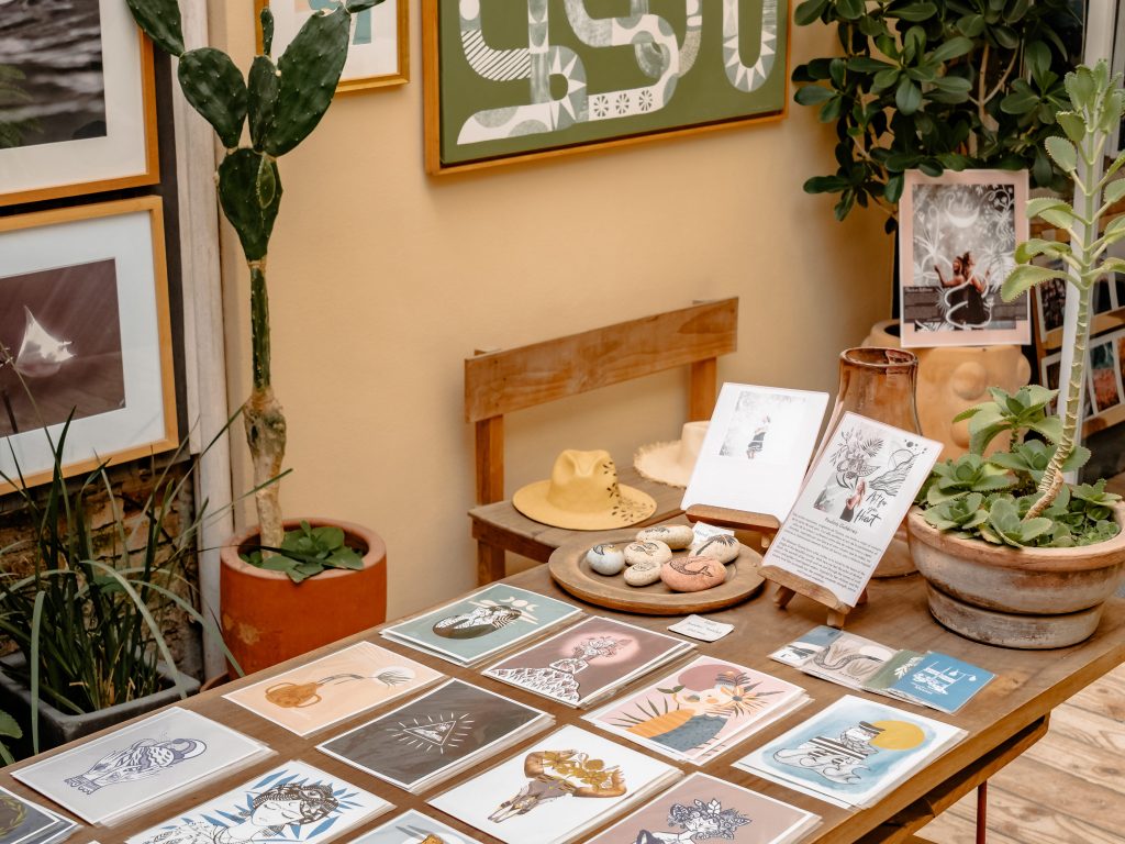 Conrad Punta de Mita, Artisan's Workshop, framed artwork, potted plants, art studio