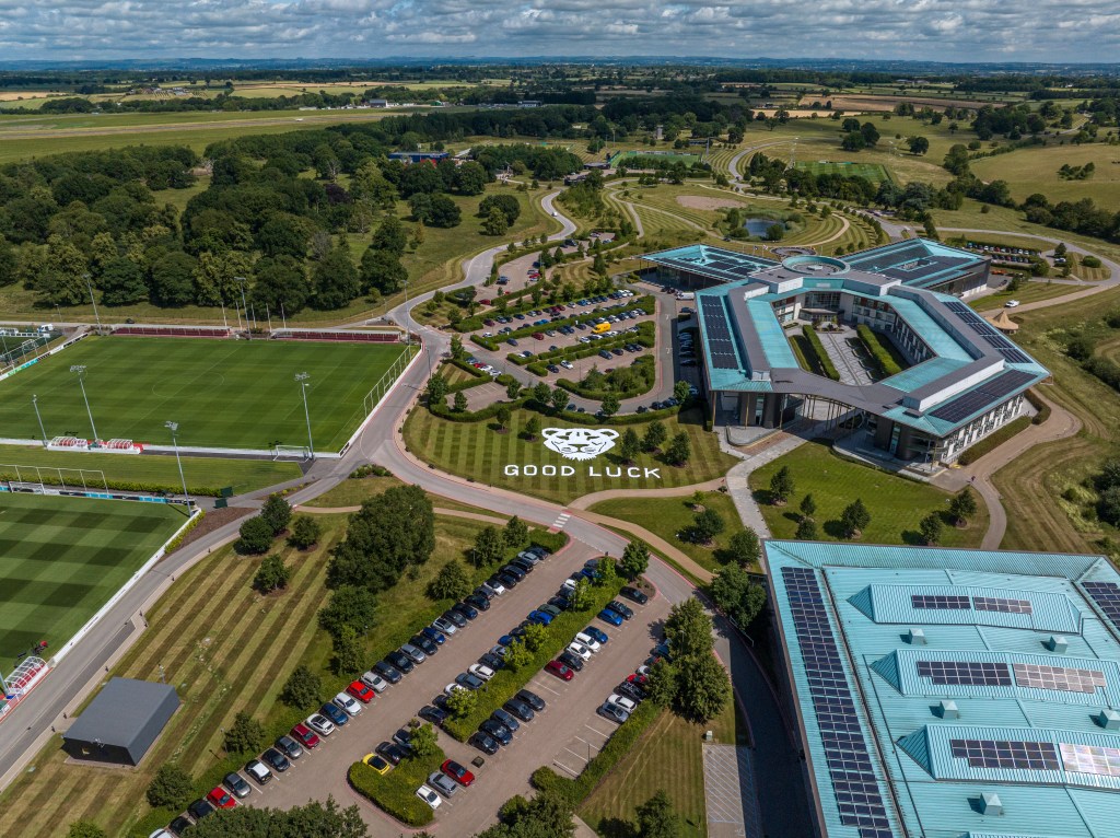 aerial view of the towel art send off created at Hilton at St George's Park for Lionesses by Hilton, Official Hotel Partner of the England Teams