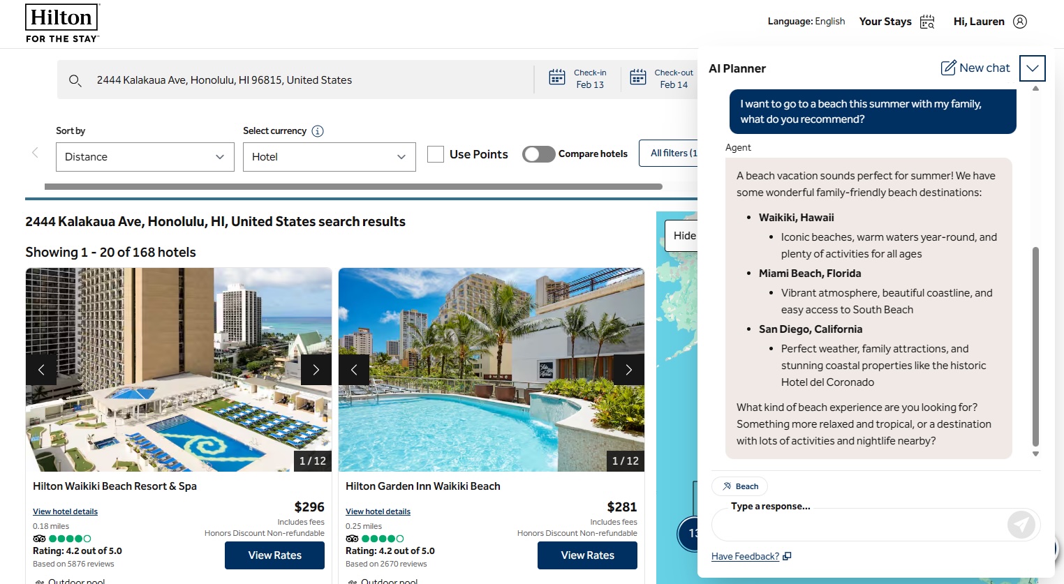 a screen capture of the AI planner in action