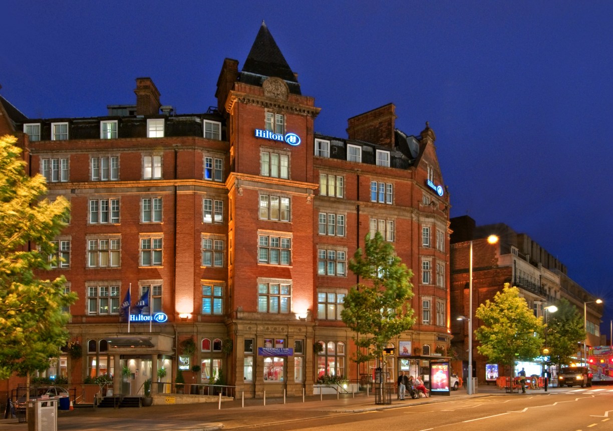 Hilton Nottingham exterior at night