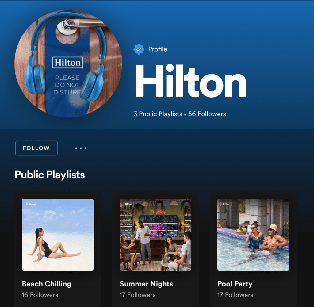 Hilton Spotify channel and summer playlists