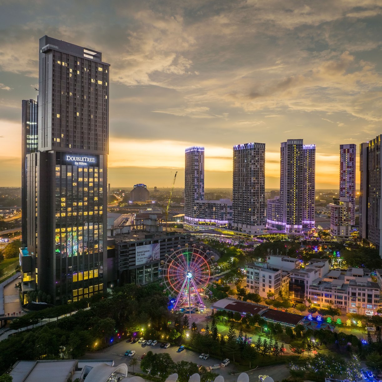 Hotel exterior skyline sunset DoubleTree by Hilton Shah Alam i City