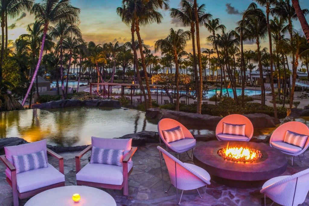 sunset fire patio pool hotel Hilton Aruba Caribbean Resort &amp; Casino - Night