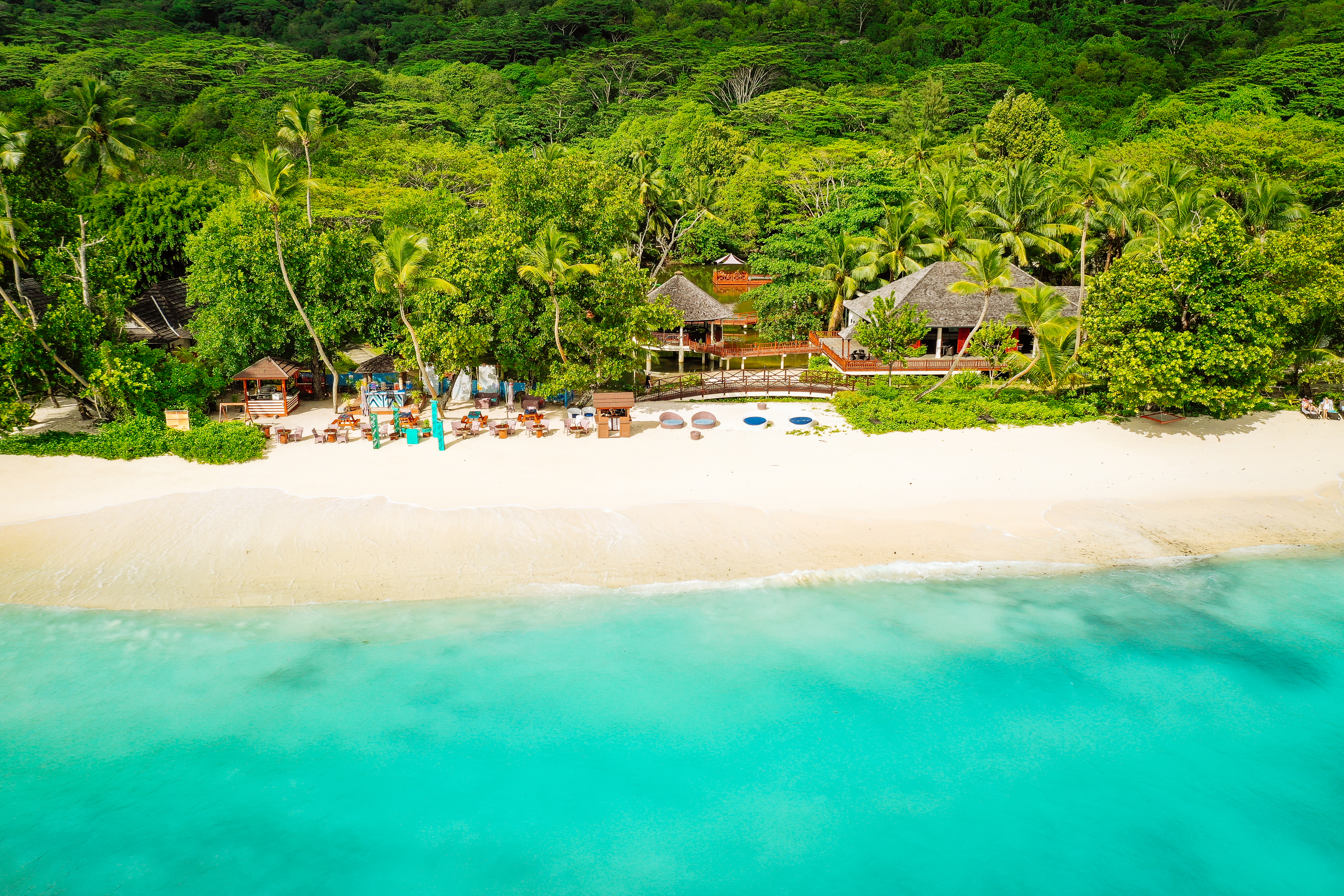 beach ocean hotel Hilton Seychelles Labriz Resort Spa Drone Photo