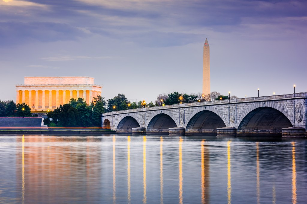 Washington Dc  Usa Skyline On The Potomac River With Lincoln