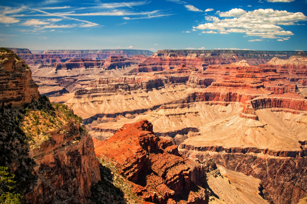 Grand Canyon Sunny Day With Blue Sky