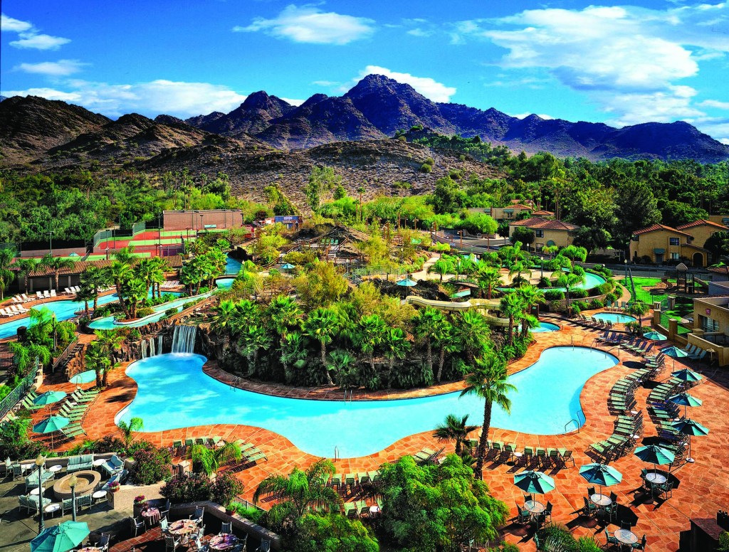 pool and mountain view Hilton Phoenix Resort at the Peak