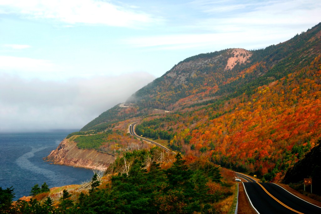 autumn colours on the winding roads of Cape Breton's Cabot Trail leaf peeping season