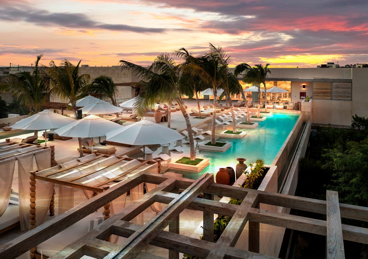 rooftop sunset at pool, Motto by Hilton Tulum