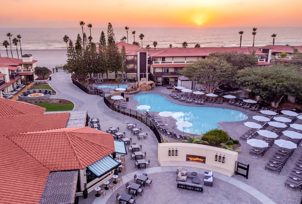 aerial, pool and beach, Zachari Dunes on Mandalay Beach, Curio Collection by Hilton