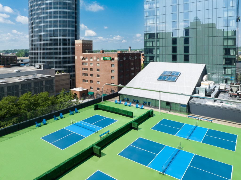 Pickleball courts at Amway Grand Plaza, Curio Collection by Hilton