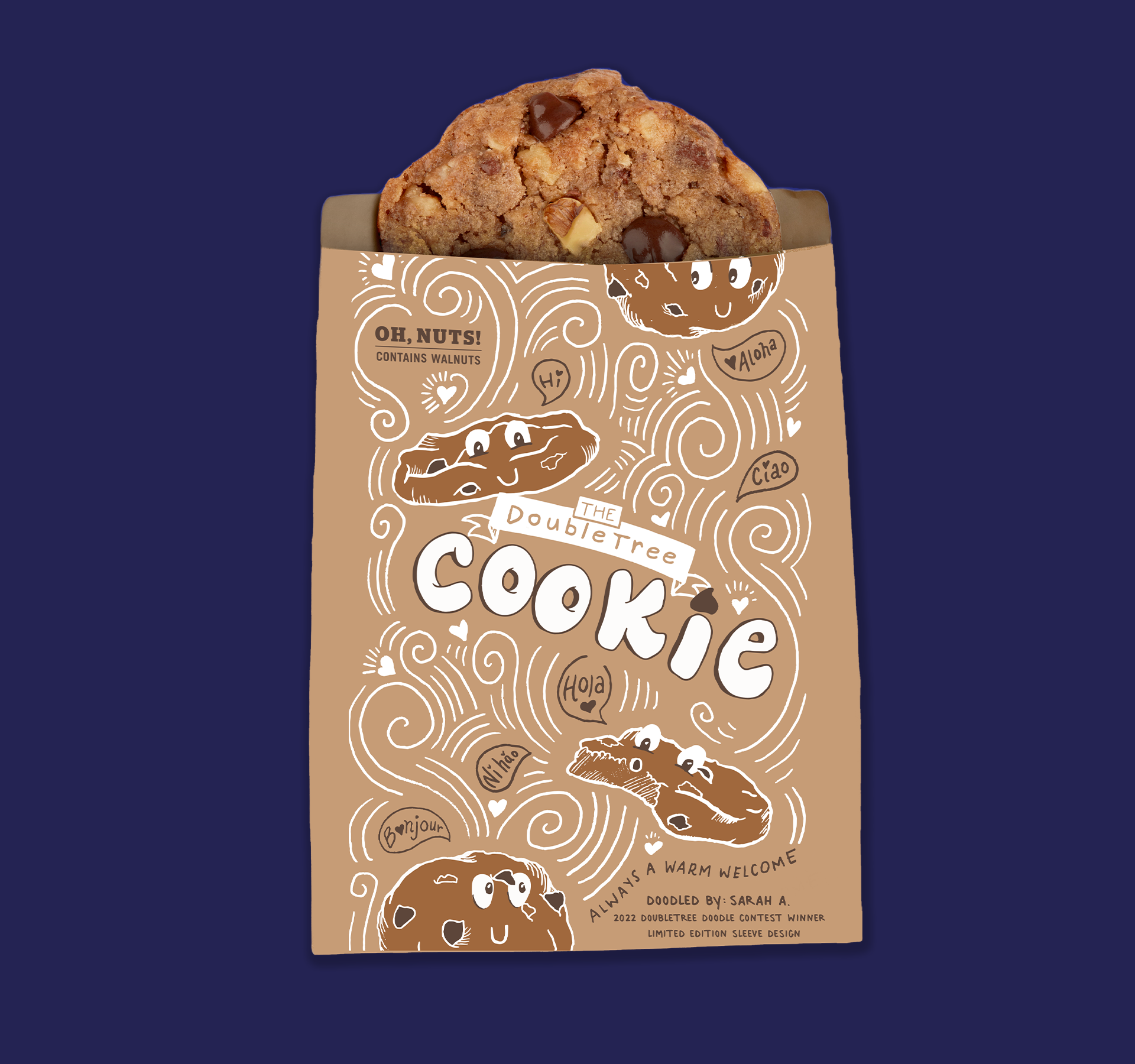 DoubleTree Doodle Social Media Contest Winning Cookie Sleeve