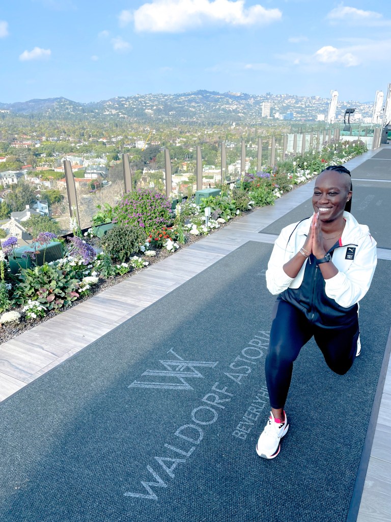 Rooftop Workouts with Jai Jordan at Waldorf Astoria Beverly Hills - overlooking the city