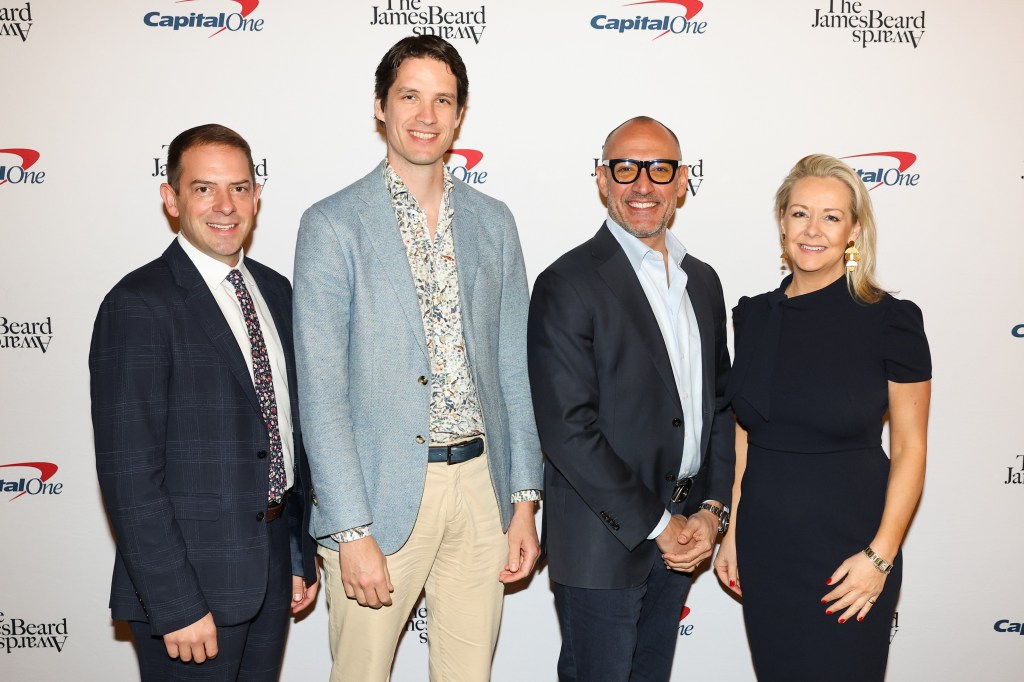 L-R: Kris Moon, president and COO, James Beard Foundation; Eelco Bohtlingk, senior director, F&B development, Hilton; Adam Crocini, senior vice president, global head brand head, food and beverage brands, Hilton; Clare Reichenbach, CEO, James Beard Foundation. Photo Credit: ©Terry Wyatt/Courtesy of the James Beard Foundation
