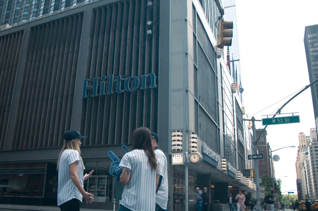 New York Hilton Midtown Exterior - New York Yankees Fans 1