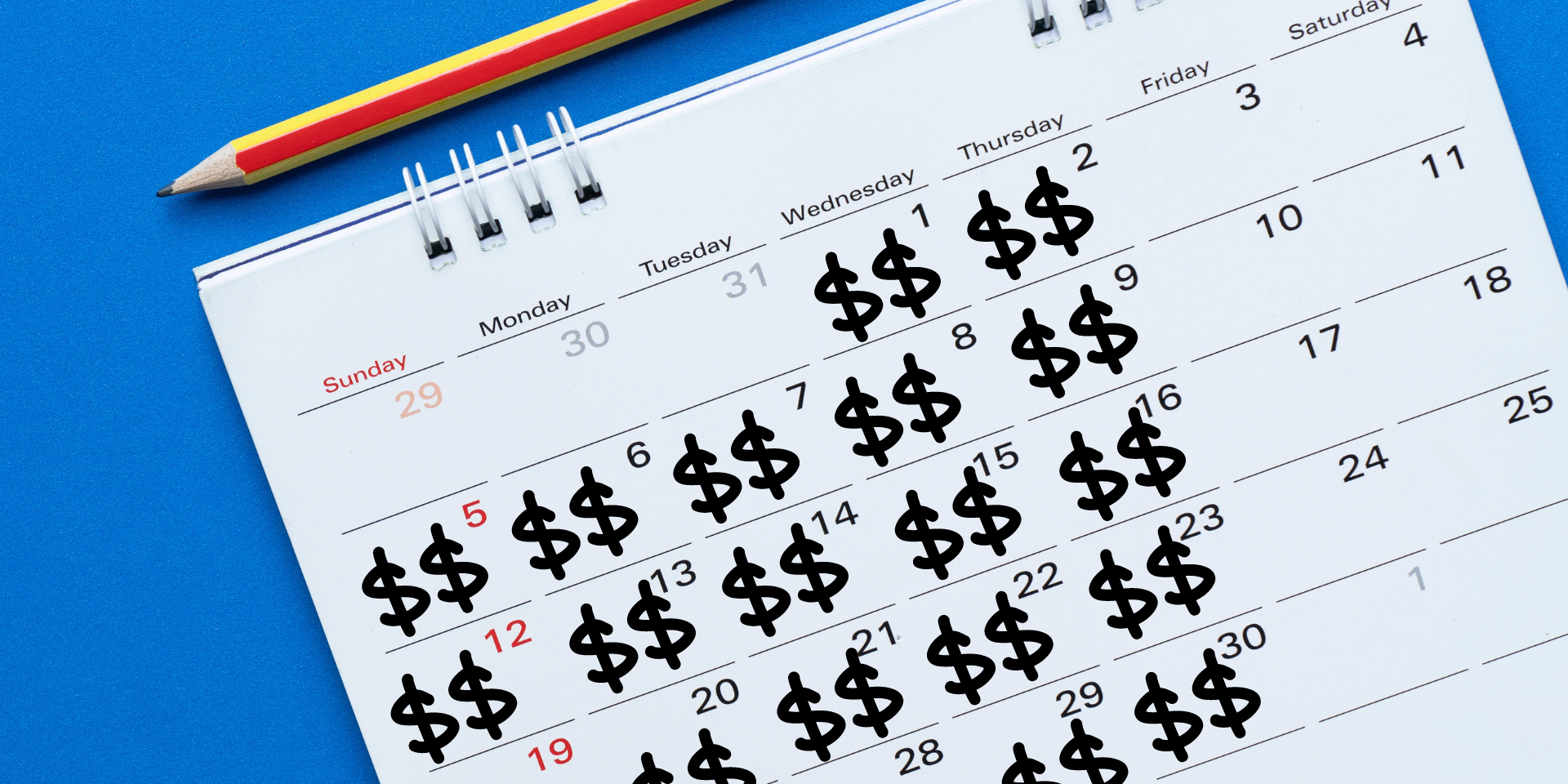 calendar with dollar signs