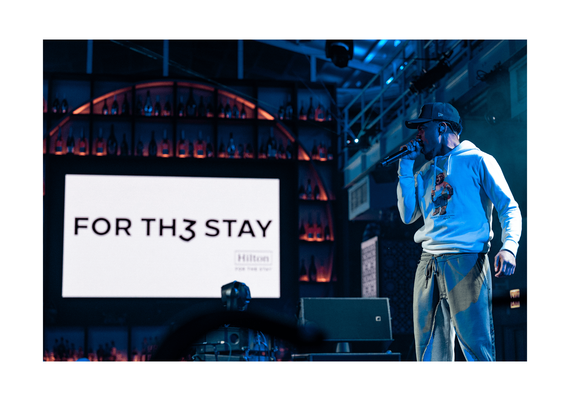 Chance the Rapper performs an exclusive concert at the newly renovated ROOF on theWit Chicago, a Hilton Hotel in Chicago, Illinois, on Thursday, Sept. 14, 2023. Photo Credit: Mettler Media for Hilton.