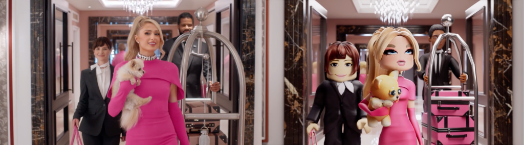 Hilton Honors commercial recreated using Roblox avatars - Paris Hilton's Slivingland on Roblox