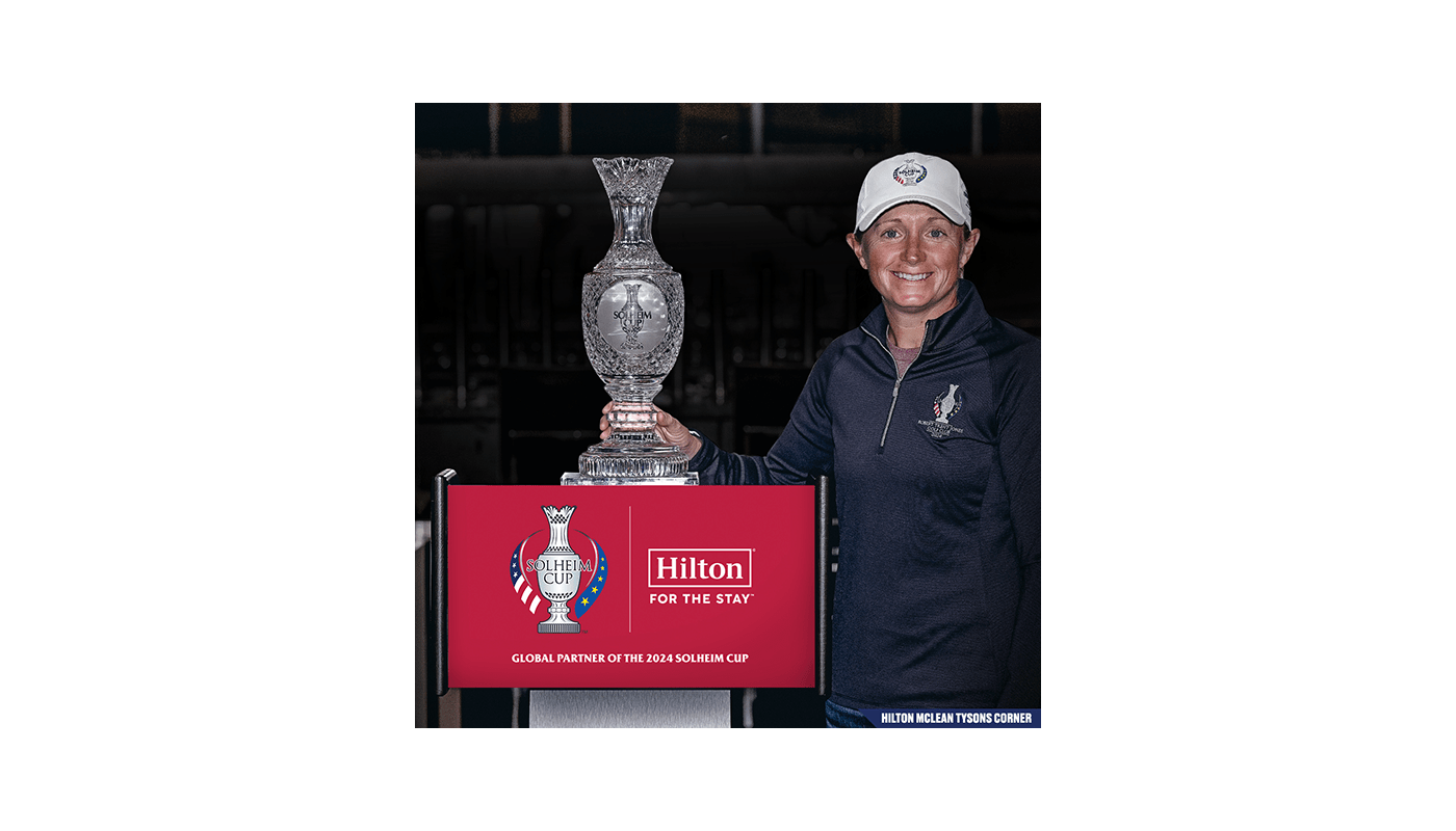 U.S. Team Captain Stacy Lewis with the Solheim Cup at Hilton McLean Tysons Corner