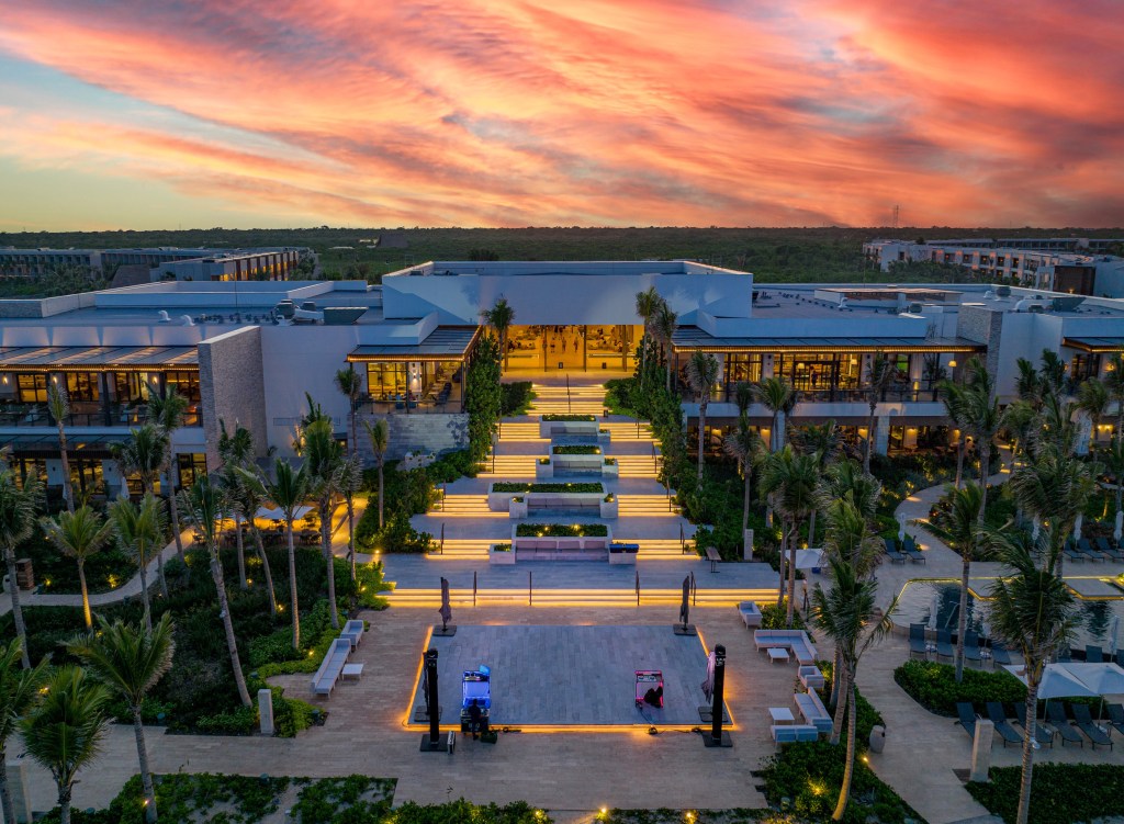 Sunset aerial view of Hilton Tulum Riviera Maya All-Inclusive Resort