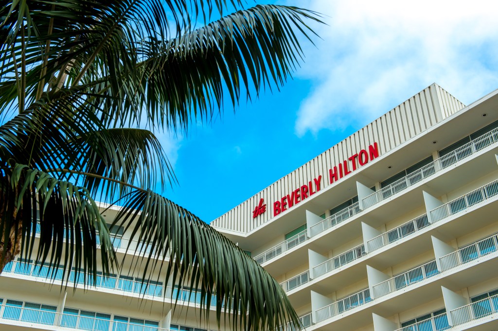 The Beverly Hilton - Exterior, The Beverly Hilton sign, palm tree