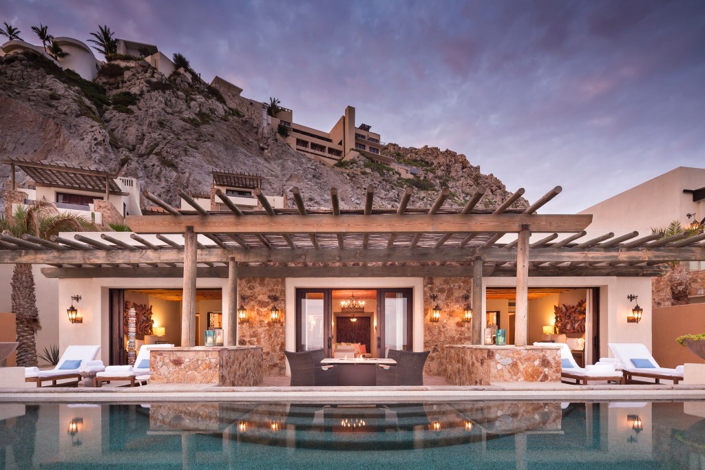 Waldorf Astoria Los Cabos Pedregal - 2 Bedroom Beach Front Suite, exterior lounge seating, pool, view of room, fire pit