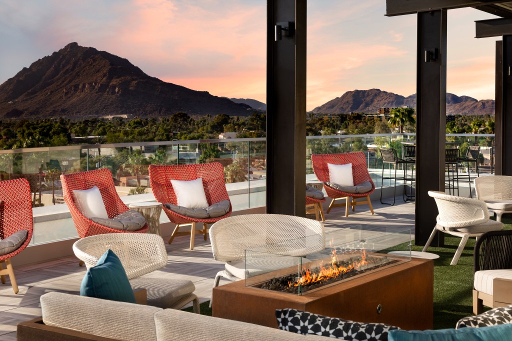 Canopy by Hilton Scottsdale Old Town Rooftop Sitting Area, outdoor seating, fire pit