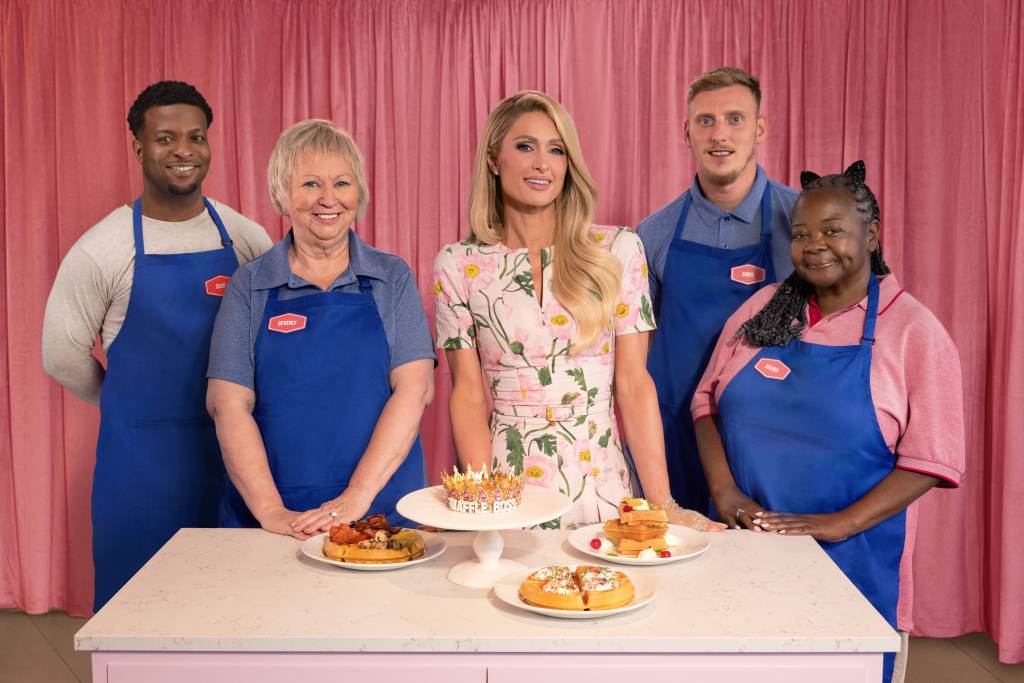Paris Hilton and Hampton by Hilton Waffle Bosses (L-R): Salif Raymond, Beverly Christmas, Paris Hilton, Chris Smith, Regina Triche