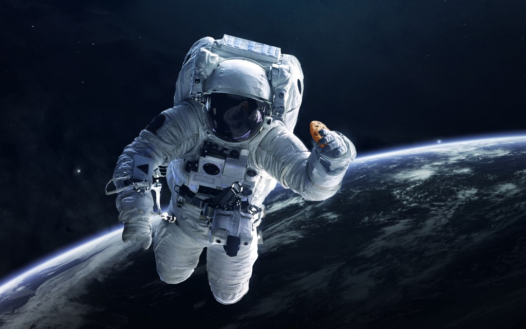 Astronaut, dessert, space, chocolate chip cookie,