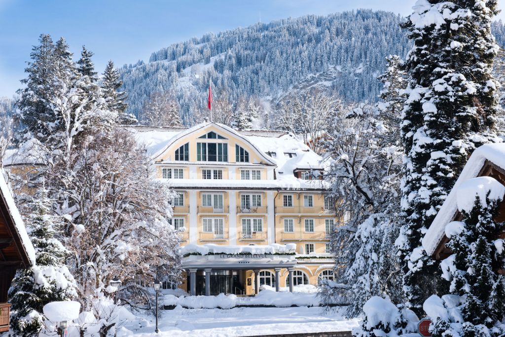 Le Grand Bellevue an SLH Hotel, Exterior, Winter, snow capped trees