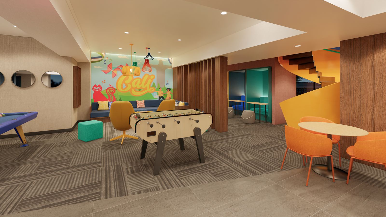 Tru by Hilton Cali Sur - Lobby Mural, Colorful Seating and Games