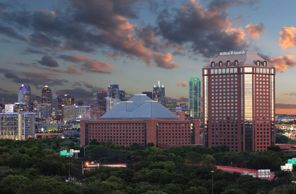 Hilton Anatole - Exterior Aerial at night