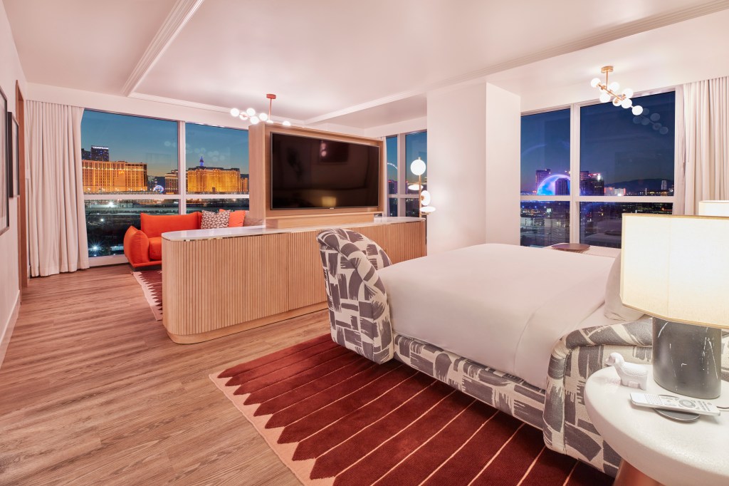 Virgin Hotels Las Vegas, Curio Collection by Hilton - Guest Room overlooking Las Vegas at Night