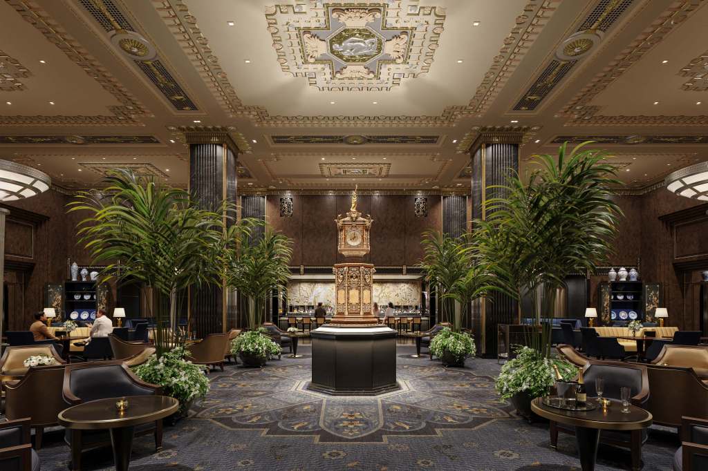 Waldorf Astoria New York - Lobby with Clock - Credit Noë &amp; Associates Courtesy The Boundary