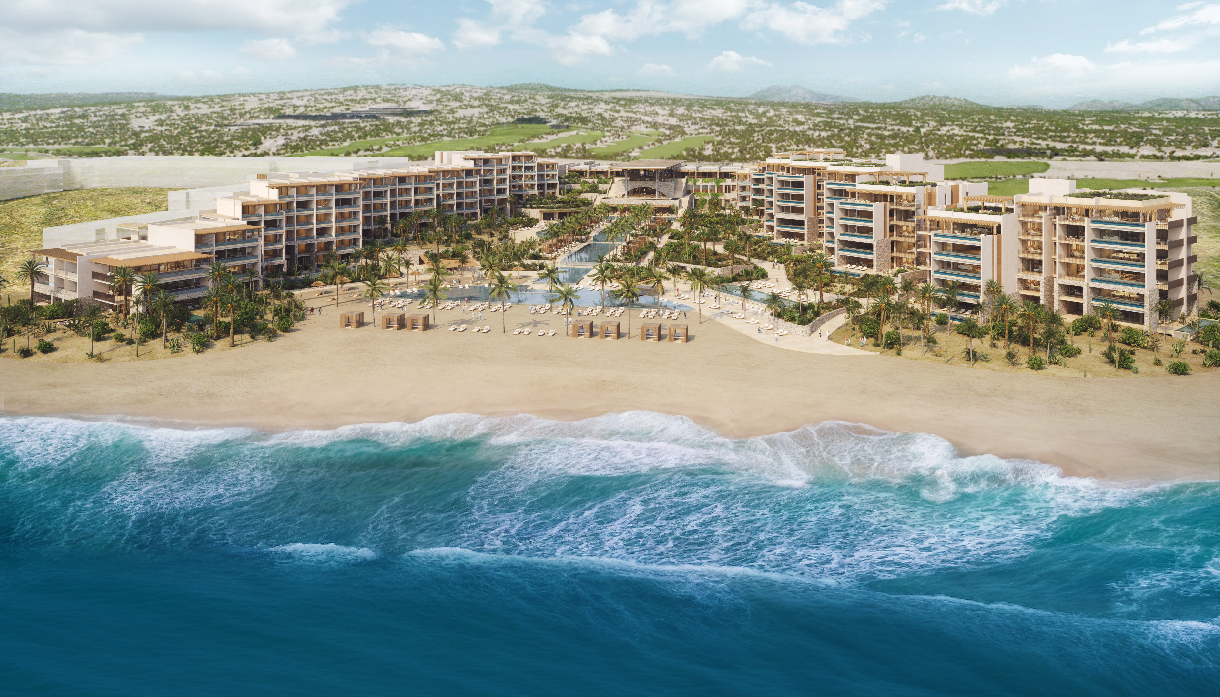 Conrad Los Cabos - Aerial View Rendering, ocean, beach, hotel