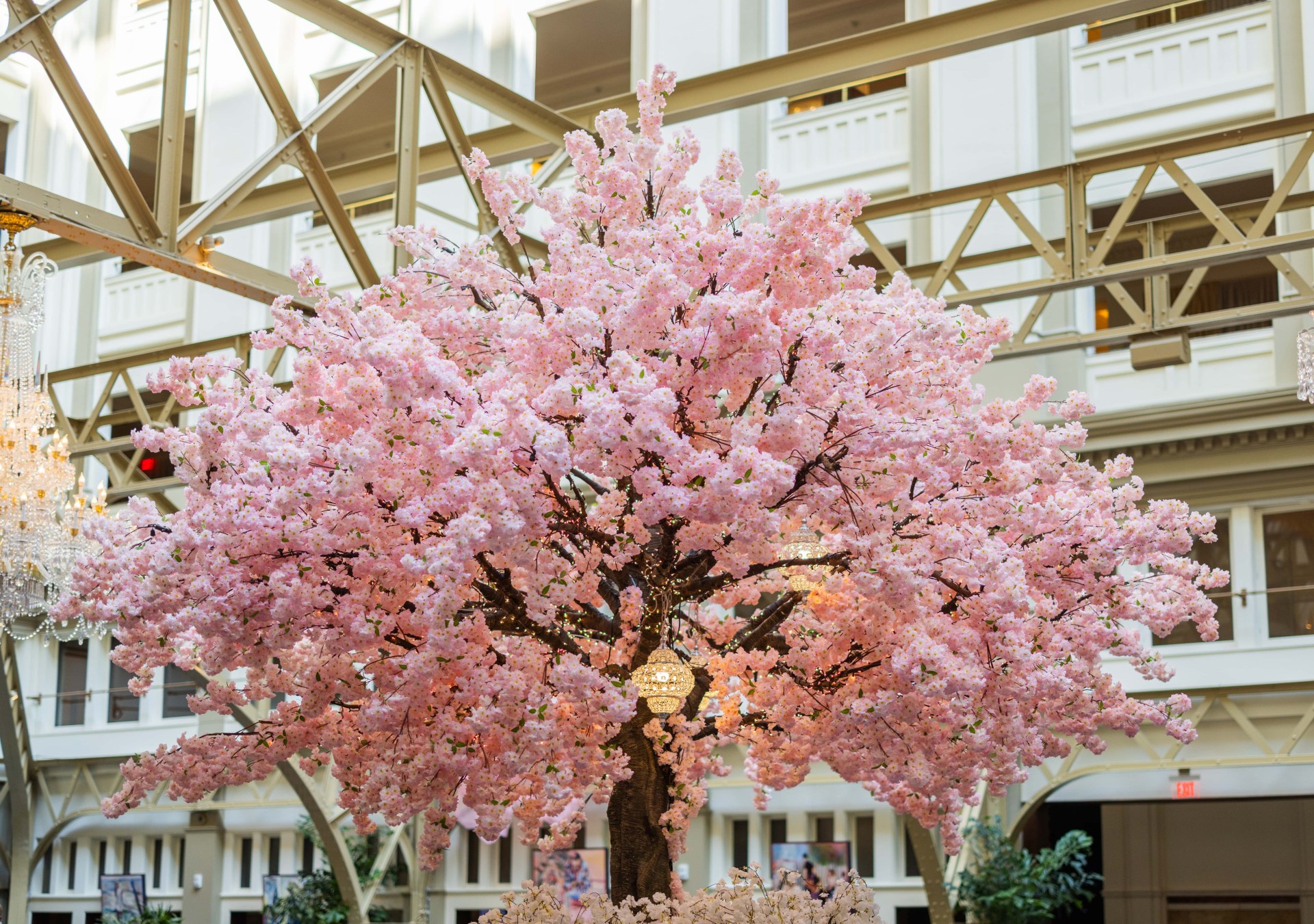 Waldorf Astoria Washington DC, Cherry Blossom Lobby, hanging lights in tree